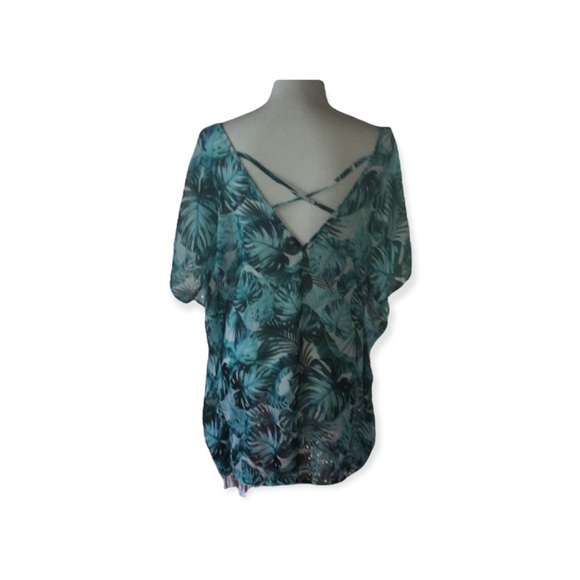 NO BOUNDARIES Blue Hawaiian Floral Swim Coverup M - Picture 5 of 7